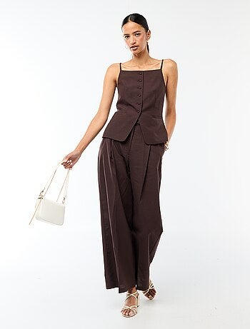 Pantalon large de cérémonie en lin mélangé