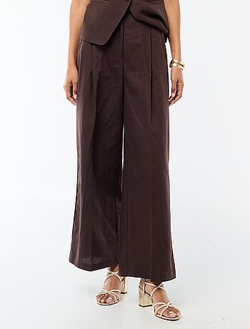 Pantalon large de cérémonie en lin mélangé