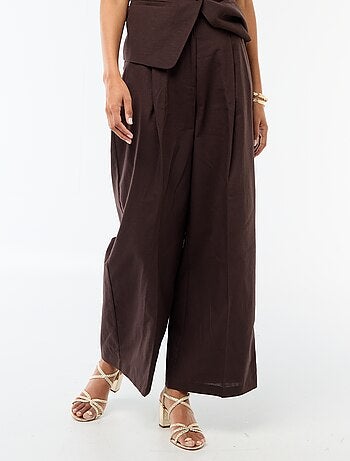 Pantalon large de cérémonie en lin mélangé