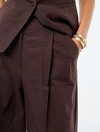 Pantalon large de cérémonie en lin mélangé