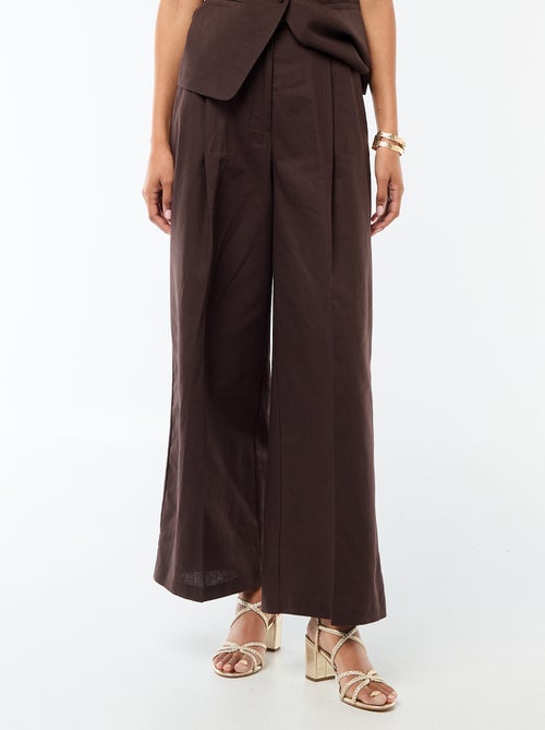 Pantalon large de cérémonie en lin mélangé - Kiabi