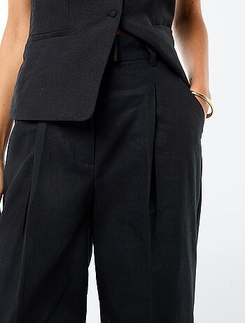 Pantalon large de cérémonie en lin mélangé