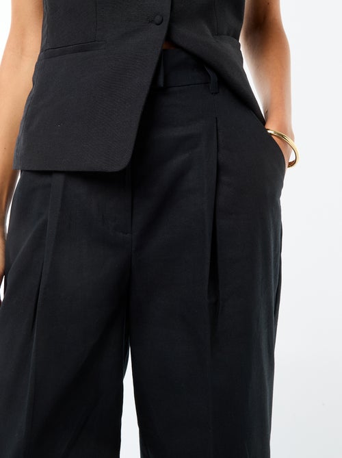 Pantalon large de cérémonie en lin mélangé - Kiabi