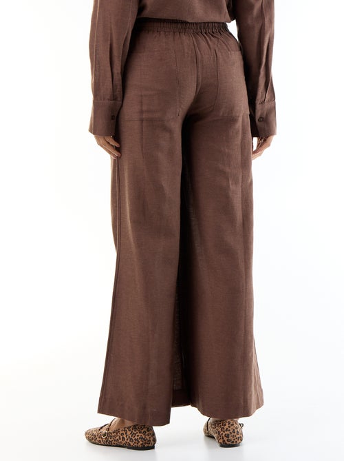 Pantalon large de maternité en lin mélangé - Kiabi Pantalon large de maternité en lin mélangé - Kiabi