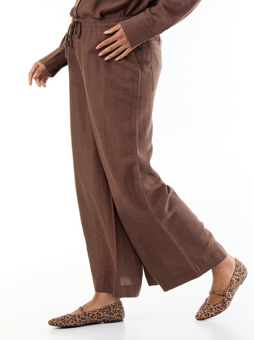 Pantalon large de maternité en lin mélangé - Kiabi Pantalon large de maternité en lin mélangé - Kiabi
