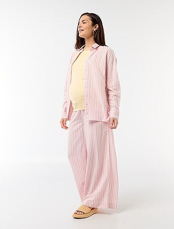Pantalon large de maternité en lin mélangé