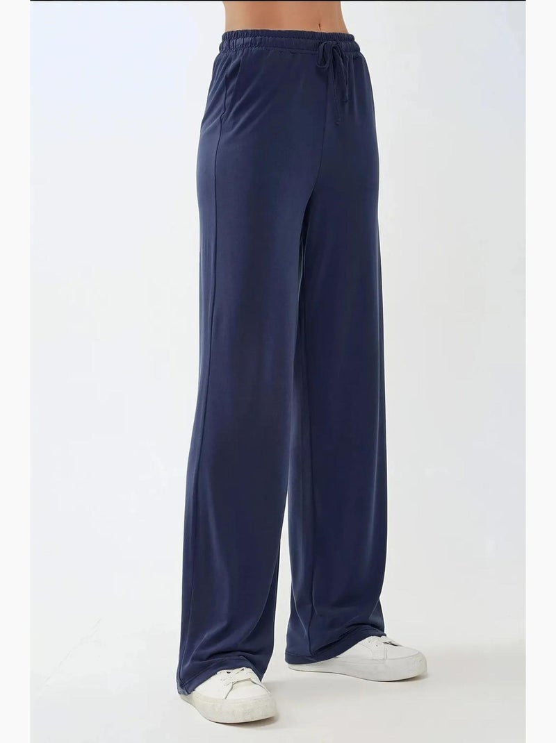 Pantalon large doux au toucher hiccup Bleu marine - Kiabi