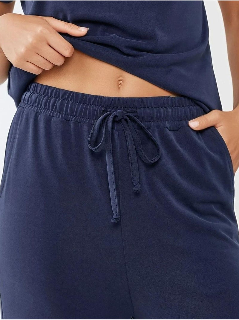 Pantalon large doux au toucher hiccup Bleu marine - Kiabi