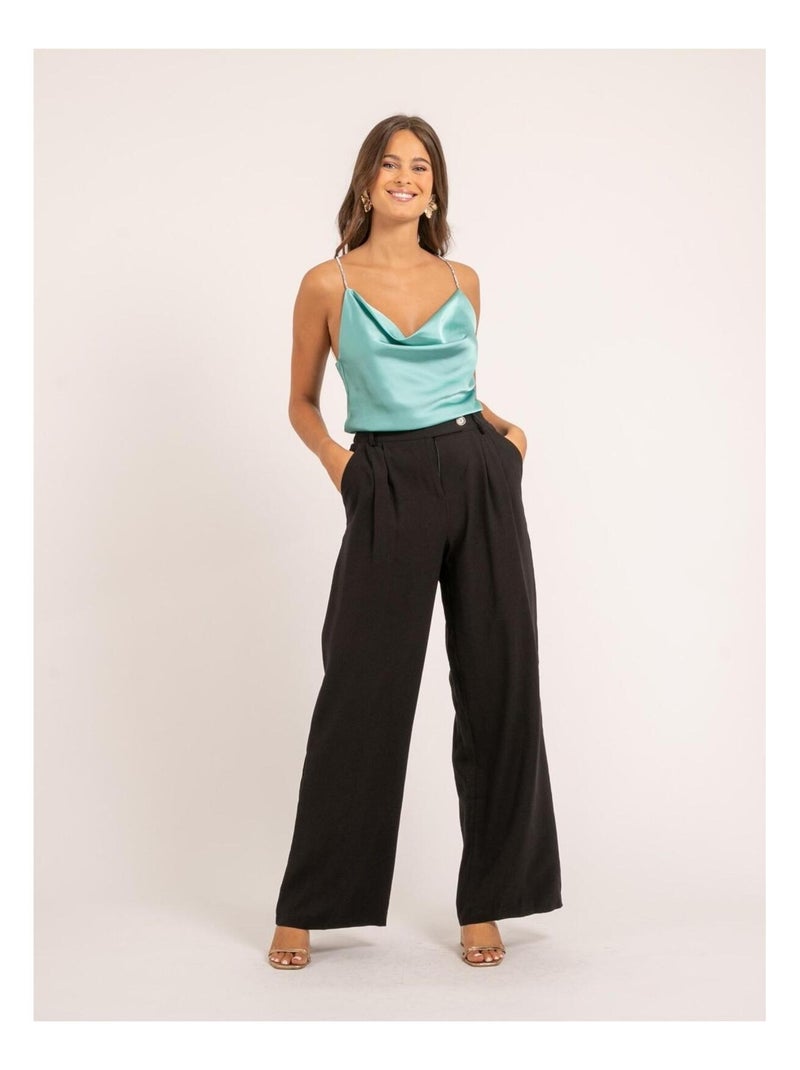 Pantalon large eliress Noir - Kiabi