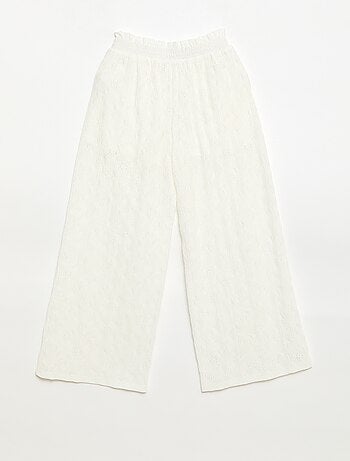 Pantalon large en broderie anglaise