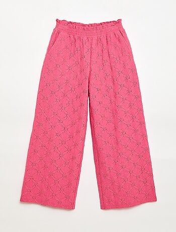 Pantalon large en broderie anglaise
