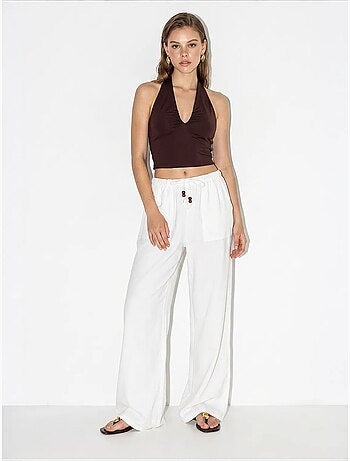 Pantalon large en coton à taille coulissée lucci