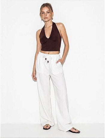 Pantalon large en coton à taille coulissée lucci