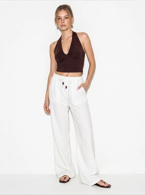 Pantalon large en coton à taille coulissée lucci - Kiabi Pantalon large en coton à taille coulissée lucci - Kiabi