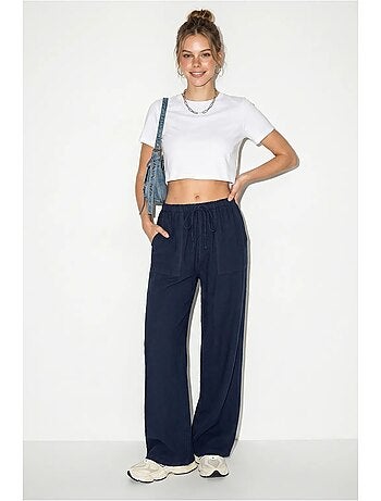 Pantalon large en coton à taille coulissée lucci