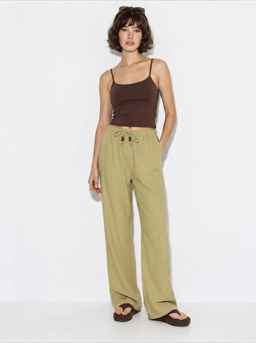 Pantalon large en coton à taille coulissée lucci - Kiabi Pantalon large en coton à taille coulissée lucci - Kiabi