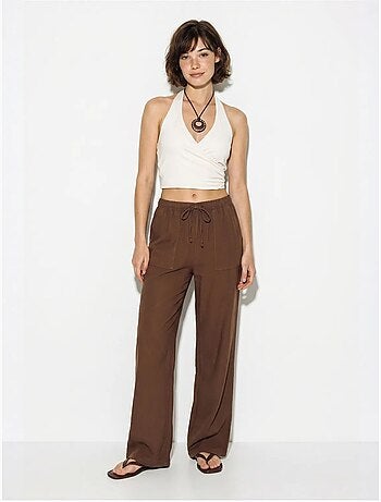 Pantalon large en coton à taille coulissée lucci