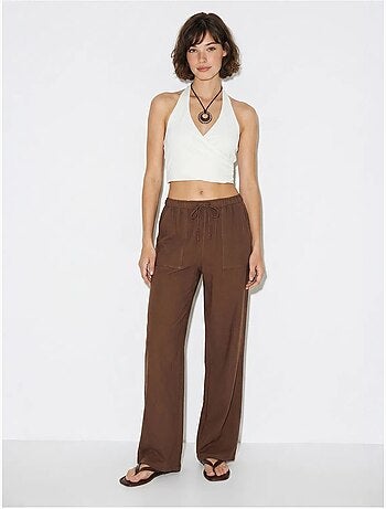 Pantalon large en coton à taille coulissée lucci
