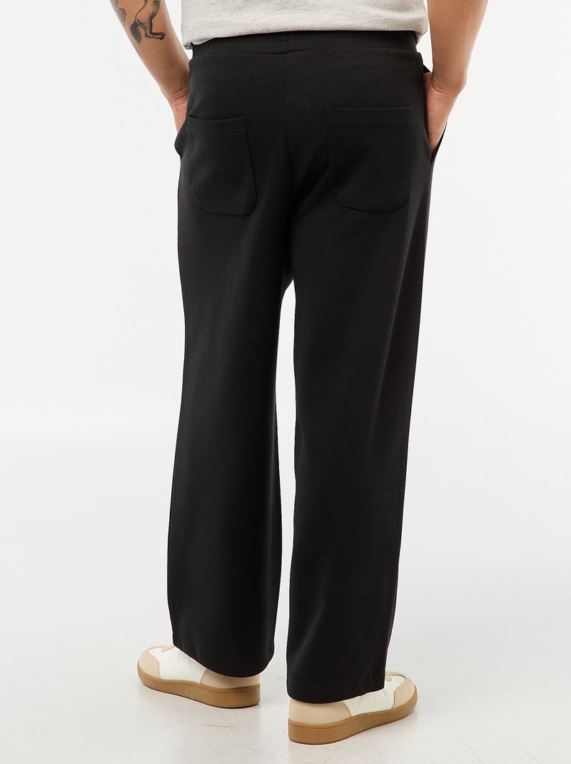Pantalon large en coton uni Noir - Kiabi