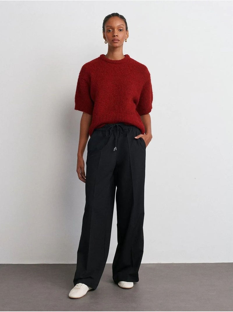 Pantalon large en crêpe à rayures dilvin Noir - Kiabi