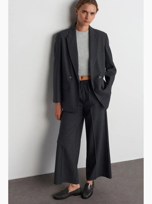 Pantalon large en crêpe à taille coulissante dilvin - Kiabi