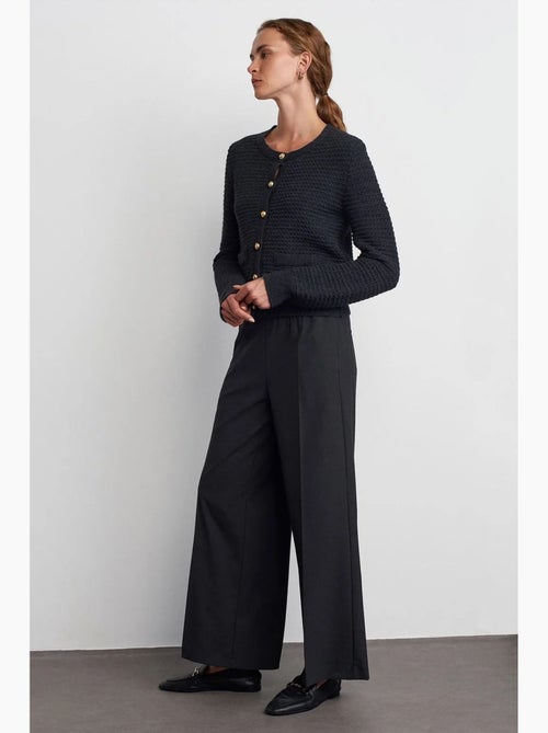 Pantalon large en crêpe à taille coulissante dilvin - Kiabi Pantalon large en crêpe à taille coulissante dilvin - Kiabi