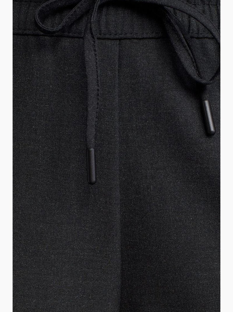 Pantalon large en crêpe à taille coulissante dilvin Gris Noir - Kiabi