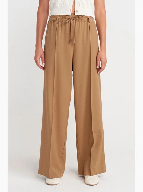 Pantalon large en crêpe à taille coulissée dilvin - Kiabi Pantalon large en crêpe à taille coulissée dilvin - Kiabi