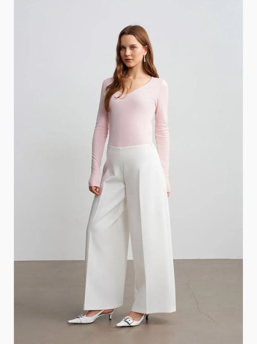 Pantalon large en crêpe à taille haute dilvin - Kiabi