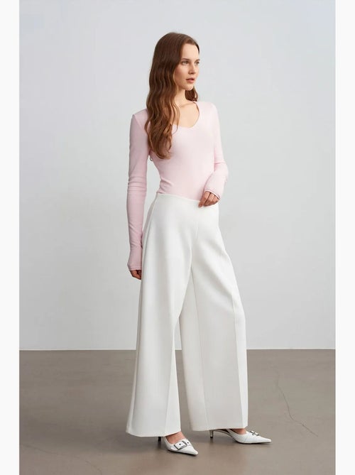 Pantalon large en crêpe à taille haute dilvin - Kiabi
