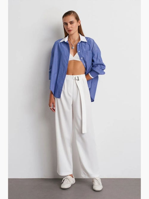 Pantalon large en crêpe à taille haute dilvin - Kiabi