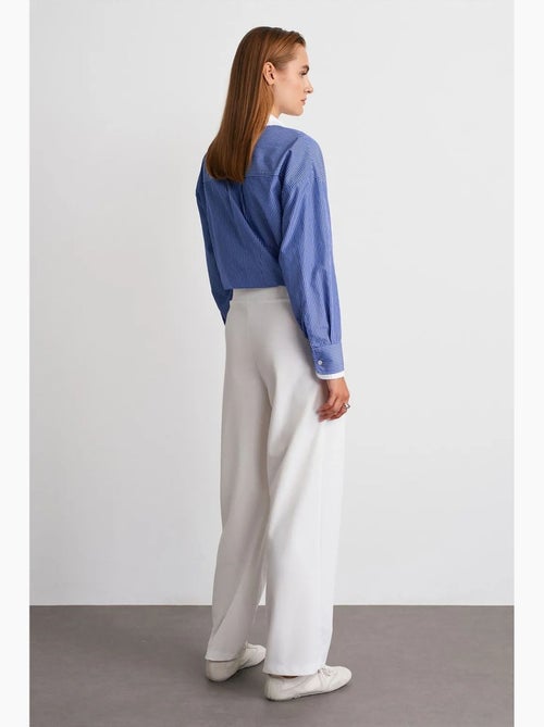 Pantalon large en crêpe à taille haute dilvin - Kiabi