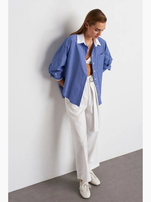 Pantalon large en crêpe à taille haute dilvin - Kiabi