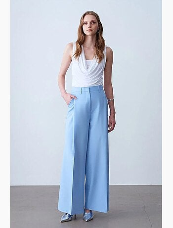Pantalon large en crêpe à taille haute dilvin
