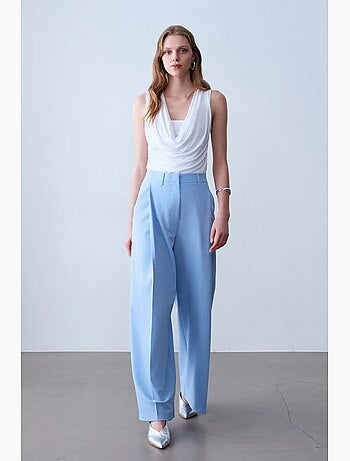 Pantalon large en crêpe à taille haute dilvin