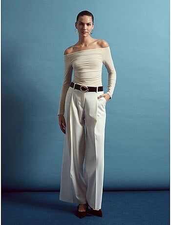 Pantalon large en crêpe à taille haute dilvin