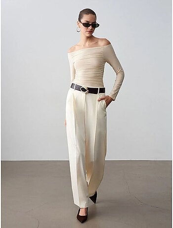 Pantalon large en crêpe à taille haute dilvin