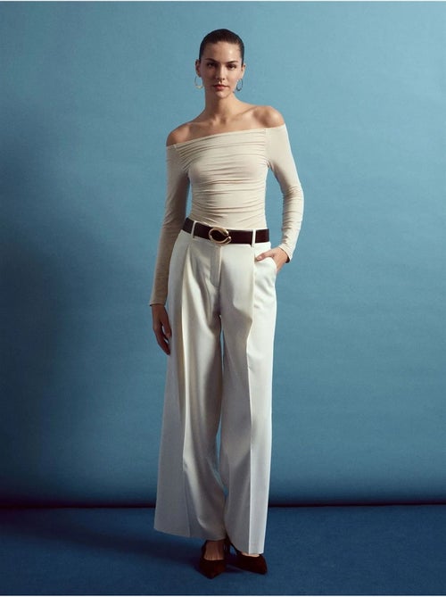 Pantalon large en crêpe à taille haute dilvin - Kiabi Pantalon large en crêpe à taille haute dilvin - Kiabi