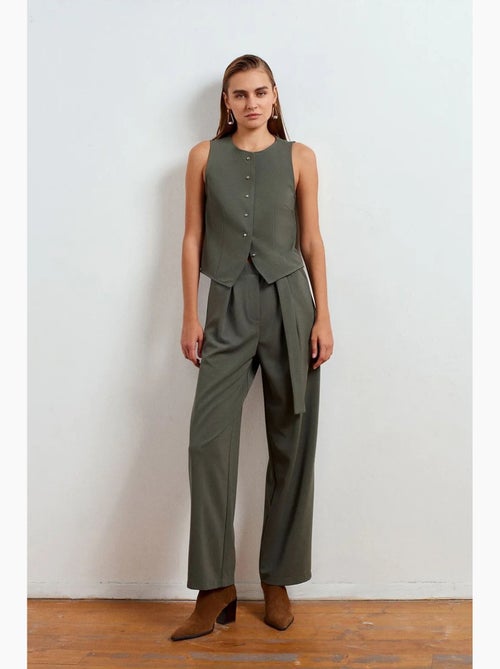 Pantalon large en crêpe à taille haute dilvin - Kiabi Pantalon large en crêpe à taille haute dilvin - Kiabi