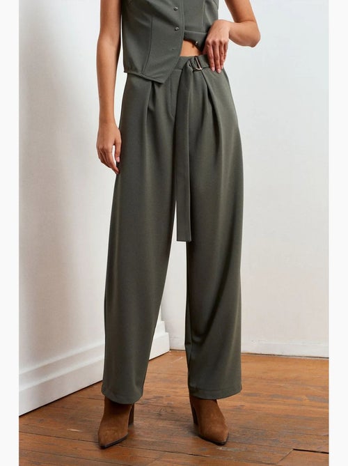 Pantalon large en crêpe à taille haute dilvin - Kiabi Pantalon large en crêpe à taille haute dilvin - Kiabi