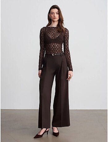 Pantalon large en crêpe à taille haute dilvin