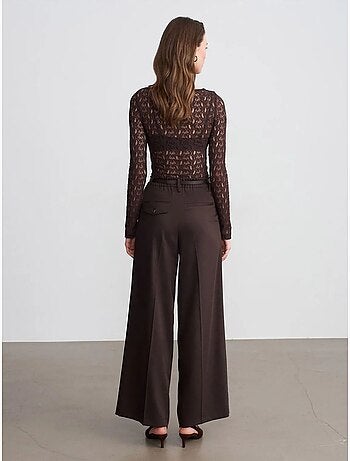 Pantalon large en crêpe à taille haute dilvin