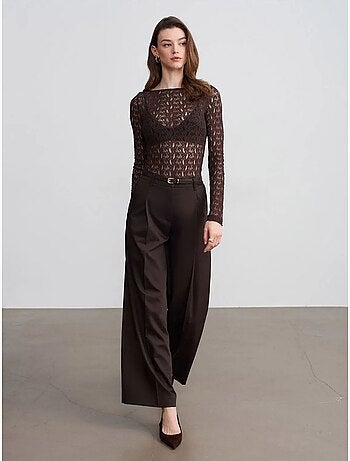 Pantalon large en crêpe à taille haute dilvin