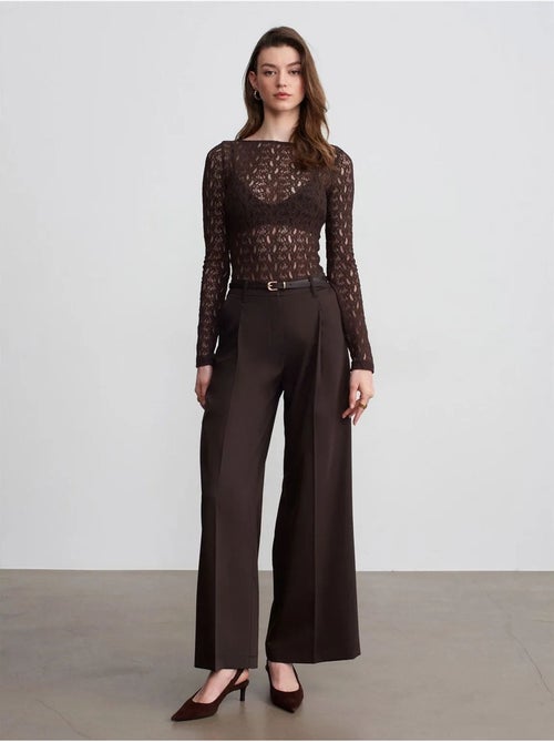 Pantalon large en crêpe à taille haute dilvin - Kiabi Pantalon large en crêpe à taille haute dilvin - Kiabi