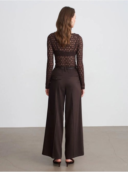 Pantalon large en crêpe à taille haute dilvin - Kiabi Pantalon large en crêpe à taille haute dilvin - Kiabi