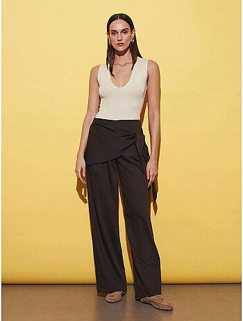 Pantalon large en crêpe à taille haute dilvin