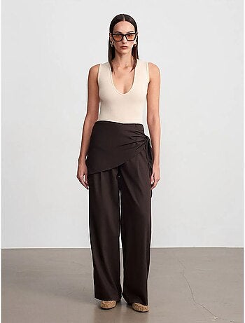 Pantalon large en crêpe à taille haute dilvin