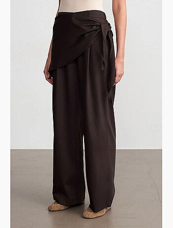 Pantalon large en crêpe à taille haute dilvin