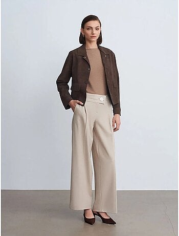 Pantalon large en crêpe à taille haute dilvin