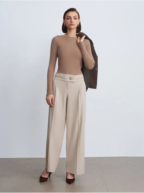 Pantalon large en crêpe à taille haute dilvin - Kiabi Pantalon large en crêpe à taille haute dilvin - Kiabi